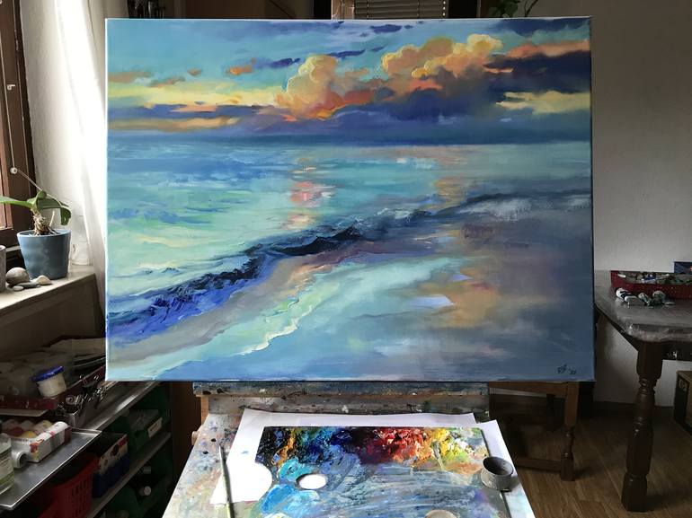 Original Fine Art Beach Painting by Katharina Valeeva