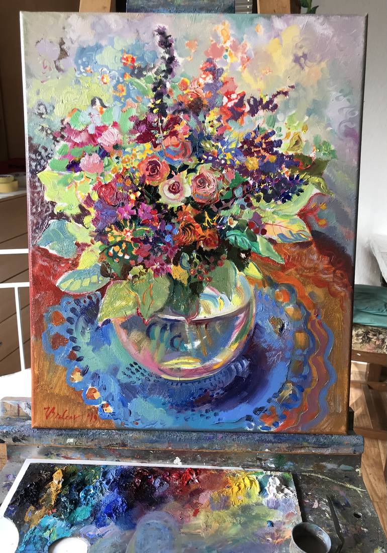 Original Impressionism Floral Painting by Katharina Valeeva