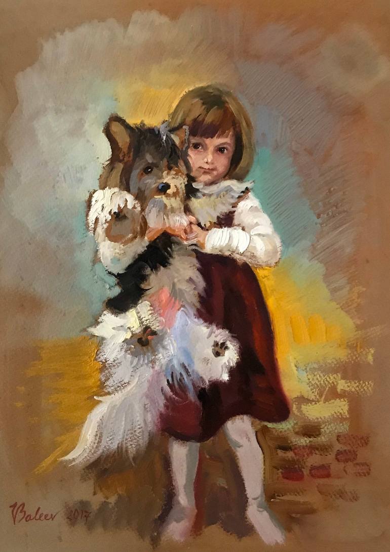 Portrait Of A Girl With A Dog Painting By Katharina Valeeva Saatchi Art   7415911 HSC00001 7 