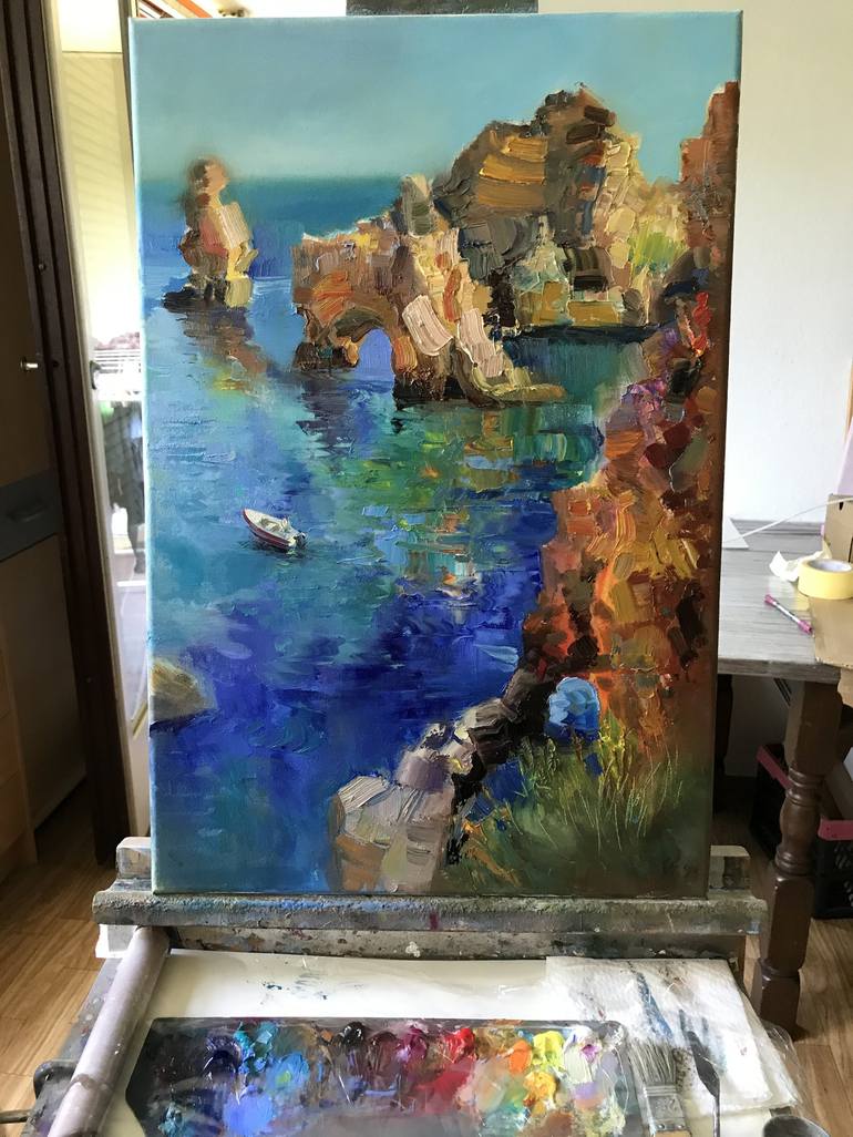 Original Impressionism Beach Painting by Katharina Valeeva