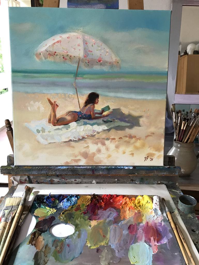 Original Beach Painting by Katharina Valeeva