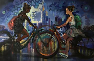 Original Figurative Bicycle Paintings by Katharina Valeeva
