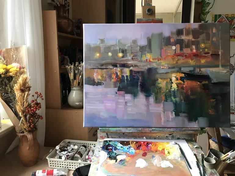 Original Fine Art Cities Painting by Katharina Valeeva