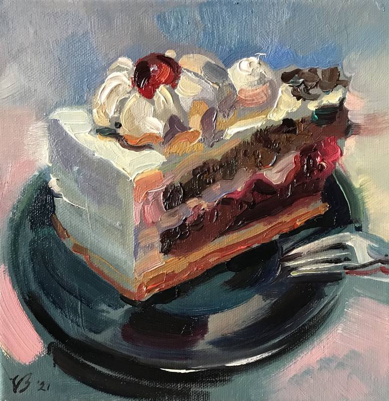 Black Forest Cherry Cake Painting by Katharina Valeeva Saatchi Art