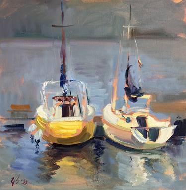 Print of Impressionism Boat Paintings by Katharina Valeeva