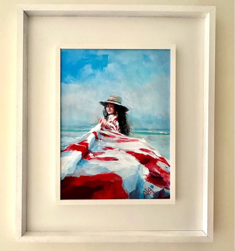 Original Expressionism Beach Painting by alina anon