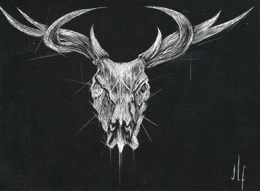 Deer Skull Etching - Limited Edition of 1 thumb