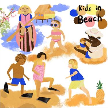 Print of Illustration Kids Mixed Media by wenli liu
