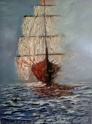 Original Boat Paintings by Elena Eryomina