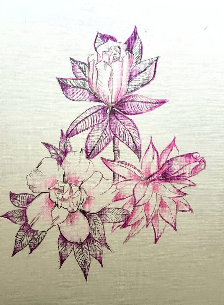 Original Figurative Floral Drawing by Lana Drazic