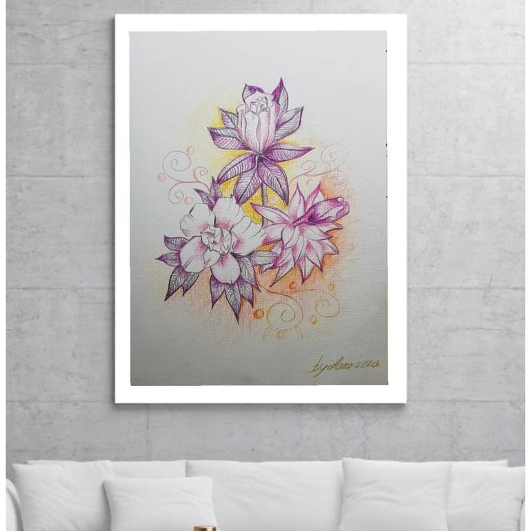 Original Figurative Floral Drawing by Lana Drazic