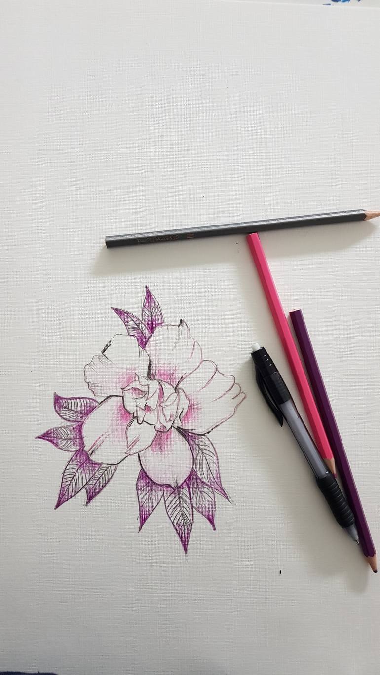 Original Figurative Floral Drawing by Lana Drazic