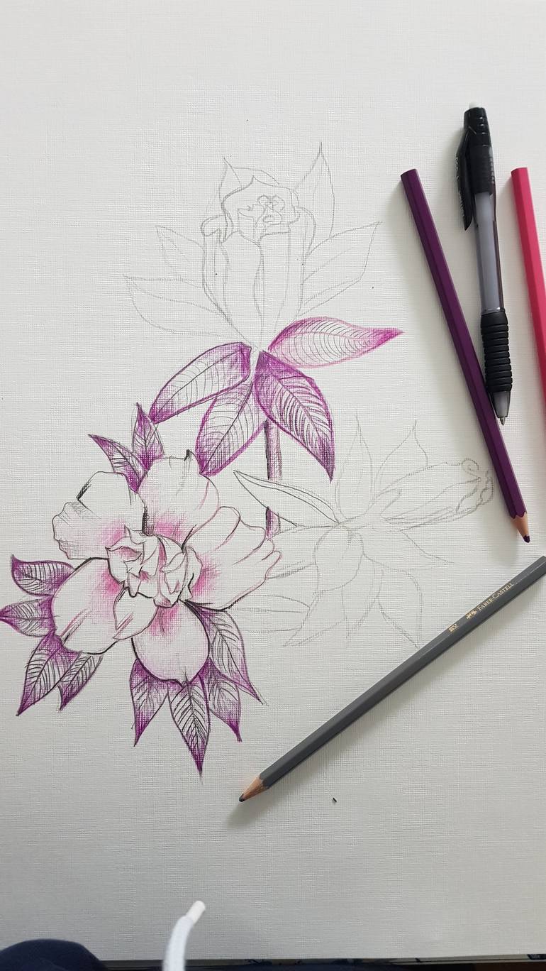 Original Figurative Floral Drawing by Lana Drazic