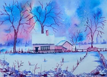 Saatchi Art Artist Frances Coleman; Paintings, “Cottage in the Snow” #art