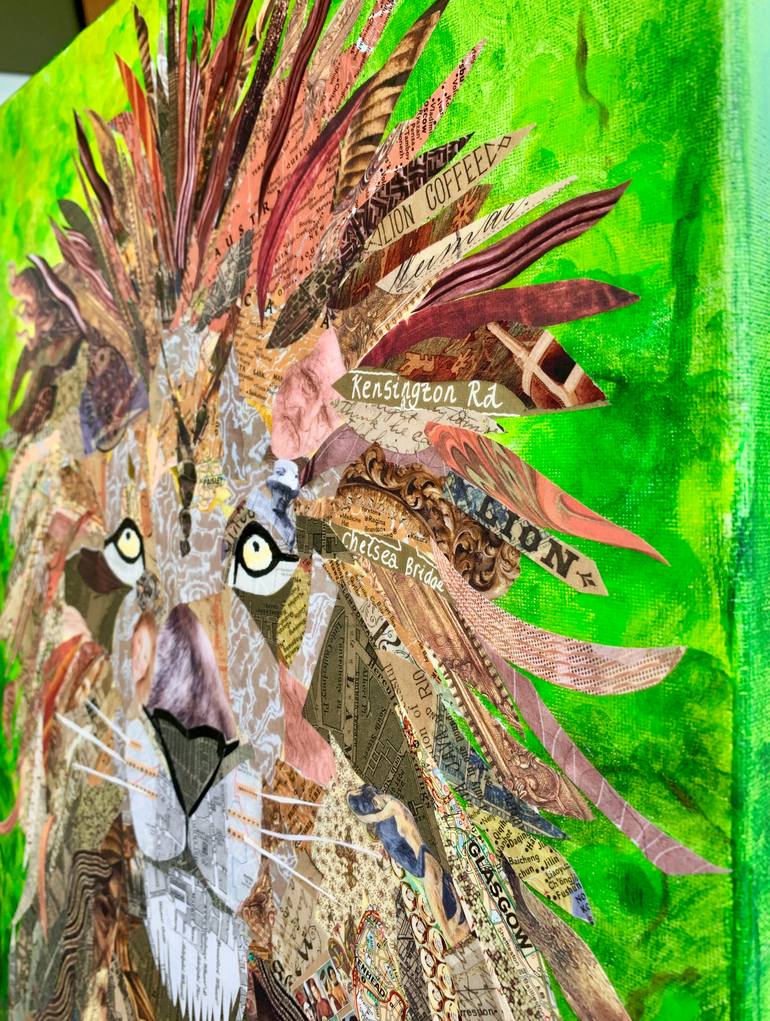 Original Contemporary Animal Collage by Marion Cobb