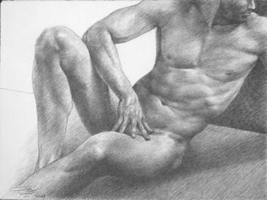 Saatchi Art Artist Leonid Siveriver; Drawings, “Reclining Male #109” #art