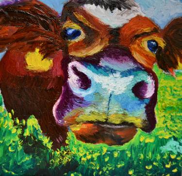 Print of Cows Paintings by Arianna Di Rocca