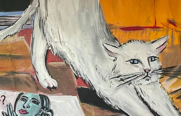 Original Figurative Cats Painting by Lucia Liz