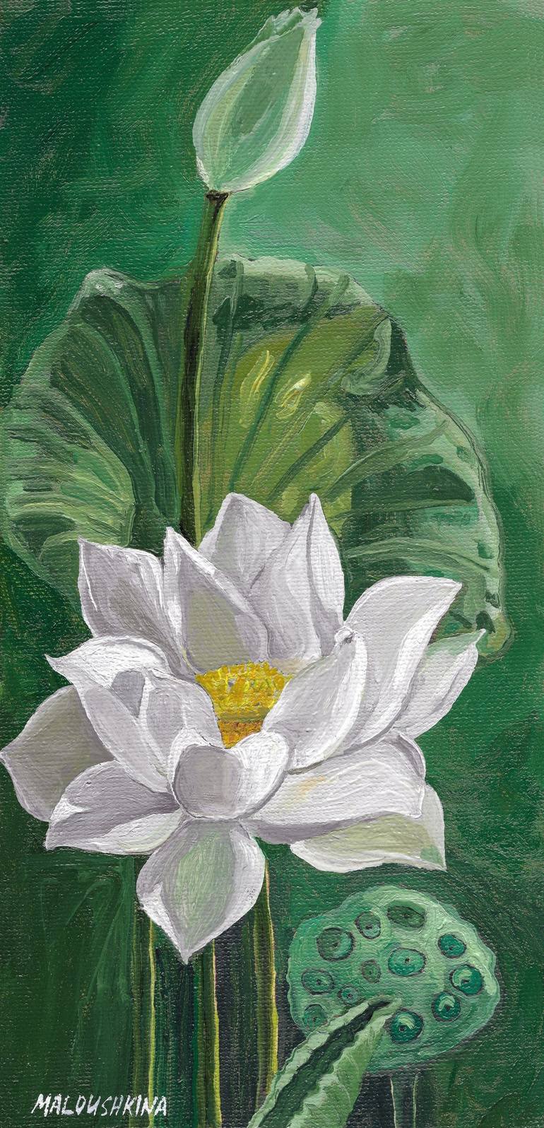Lotus flower Painting by Olga Maloushkina | Saatchi Art