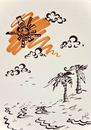 Print of Beach Drawings by Harry Marks