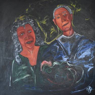 Original Abstract Expressionism People Painting by Gema Diaz-Matthias