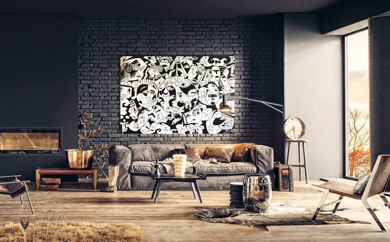 Original Cubism Abstract Painting by Koorosh Nejad