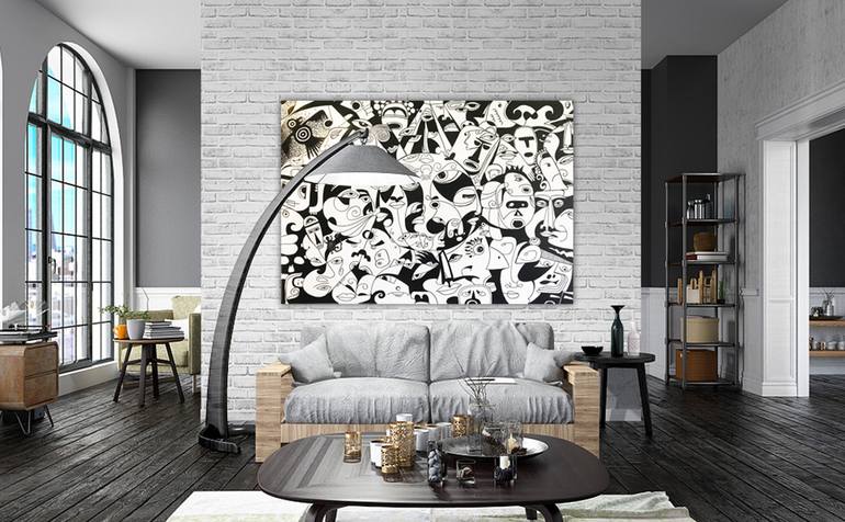 Original Cubism Abstract Painting by Koorosh Nejad