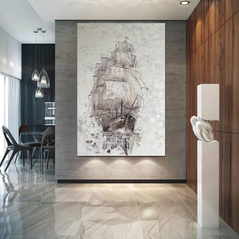 Original Modernism Boat Painting by Koorosh Nejad