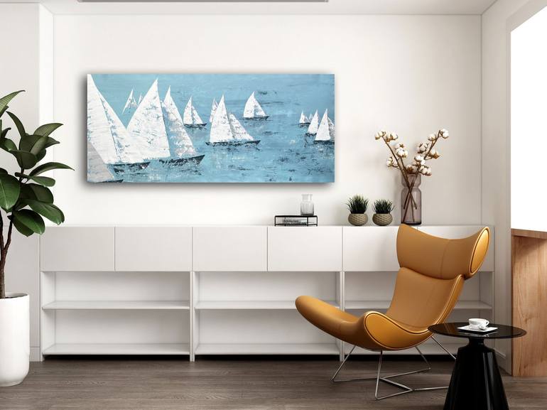 Original Impressionism Boat Painting by Koorosh Nejad