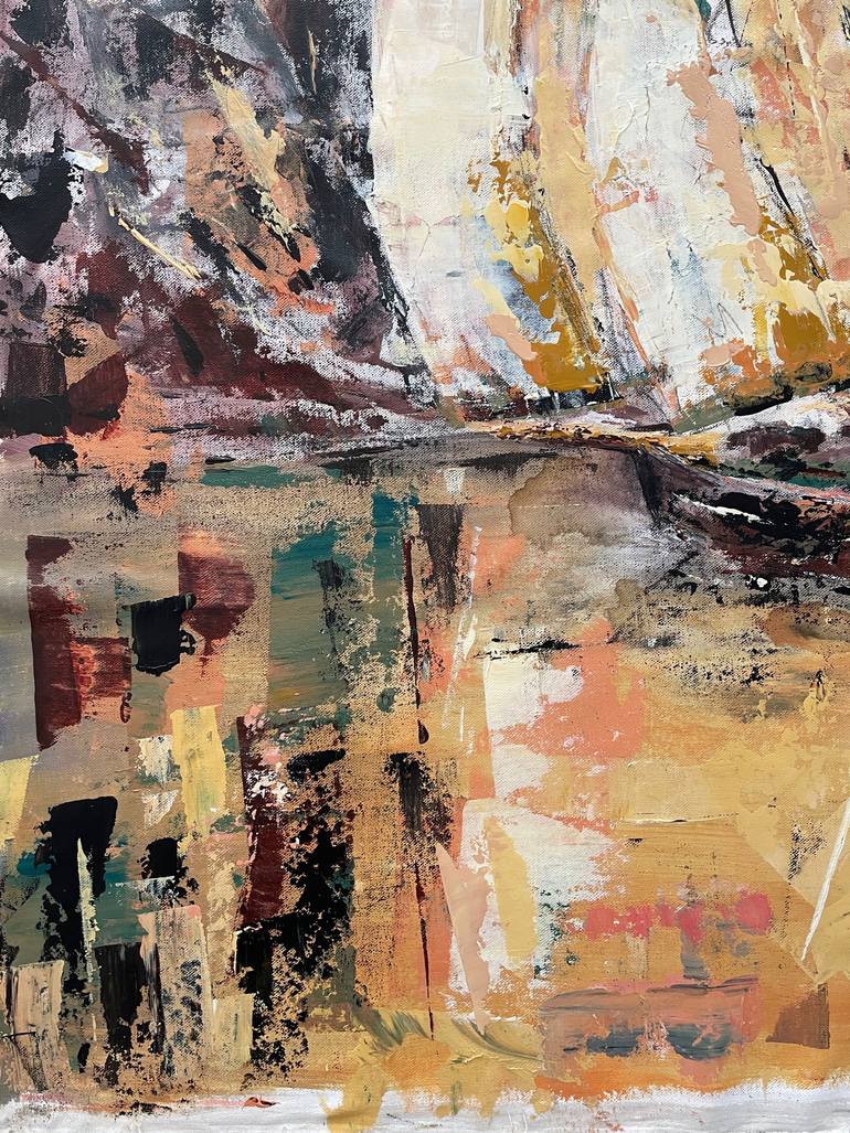 Original Impressionism Boat Painting by Koorosh Nejad