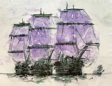 Armada - Large Canvas Maritime Painting 140x106cm thumb