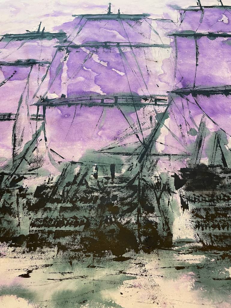 Original Impressionism Boat Painting by Koorosh Nejad