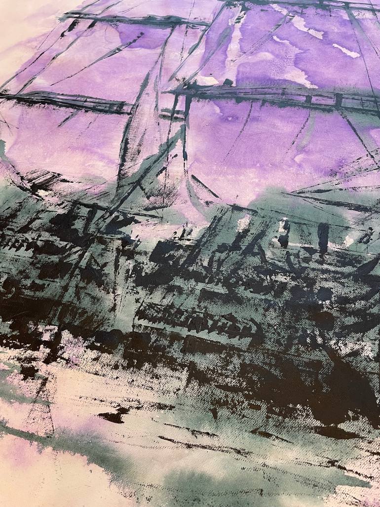 Original Impressionism Boat Painting by Koorosh Nejad