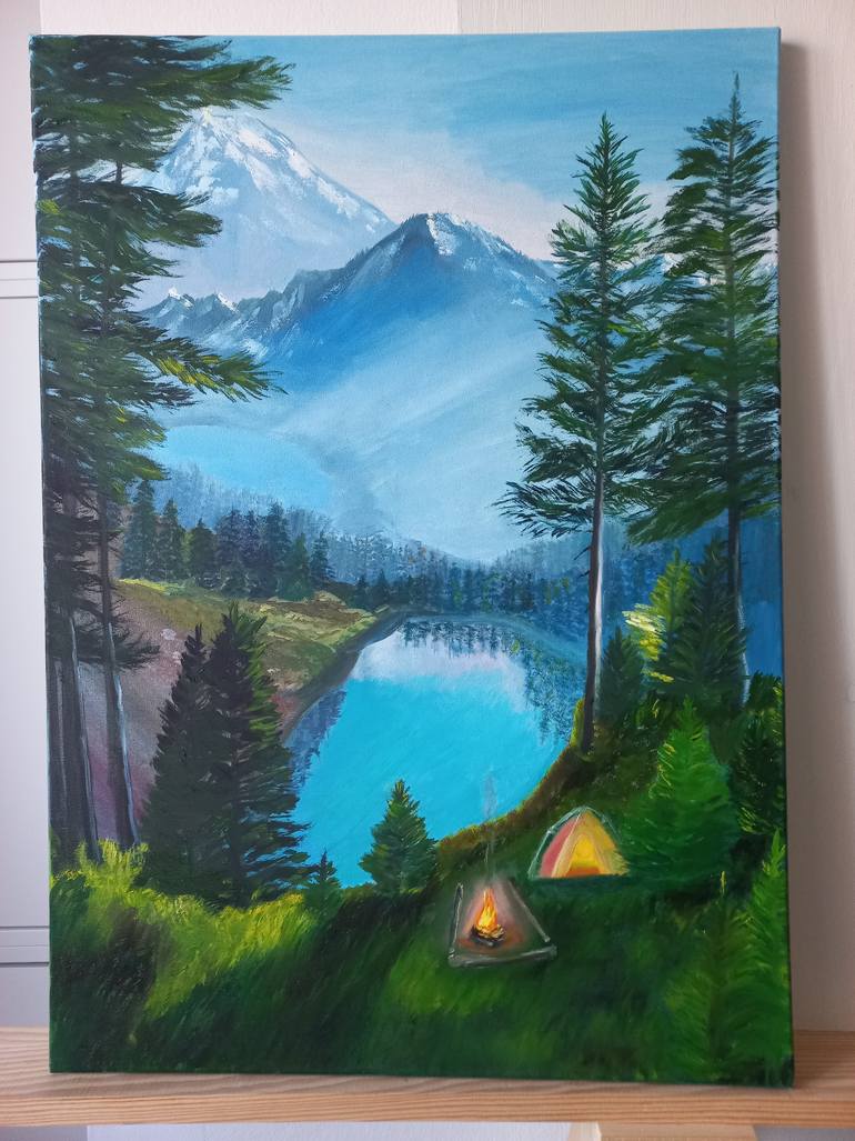 Original Art Deco Landscape Painting by Marina Rose