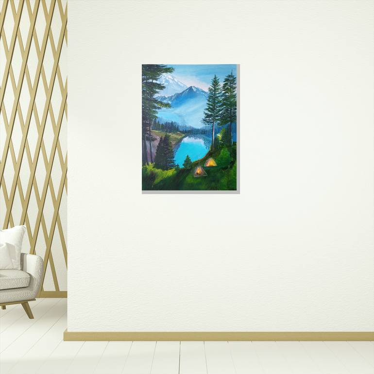 Original Art Deco Landscape Painting by Marina Rose