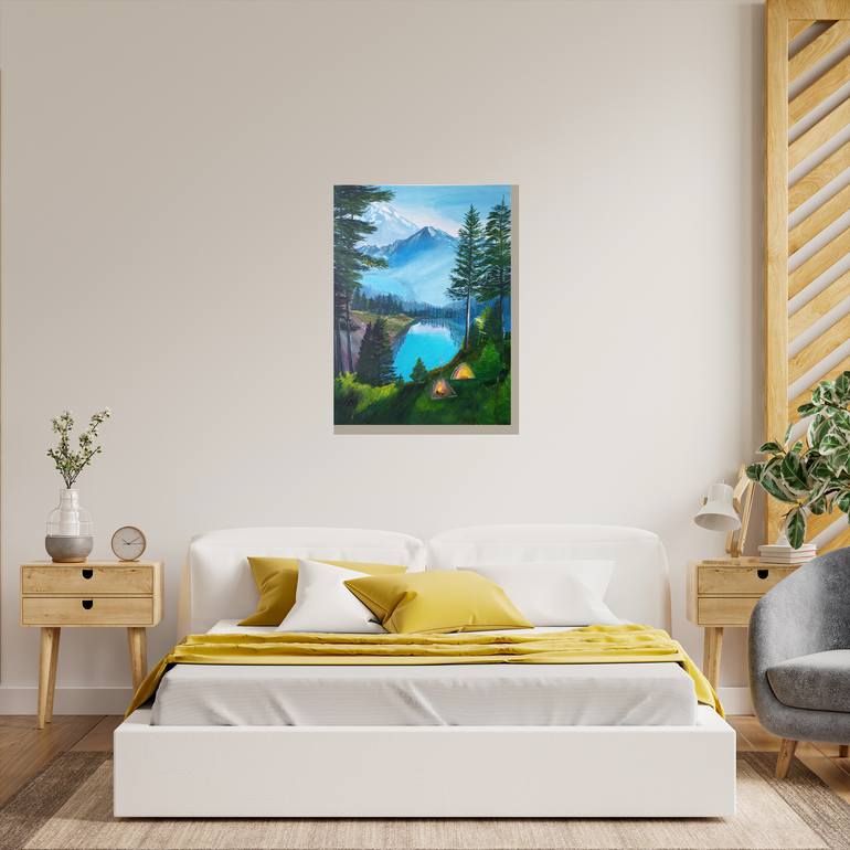 Original Art Deco Landscape Painting by Marina Rose