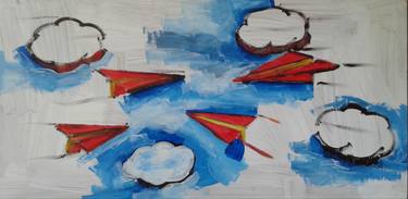 Original Pop Art Airplane Painting by Robert Bruce