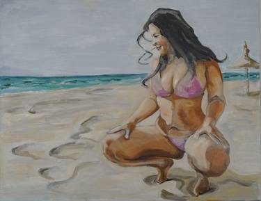 Original Figurative Beach Paintings by Bogdan Parcanschi