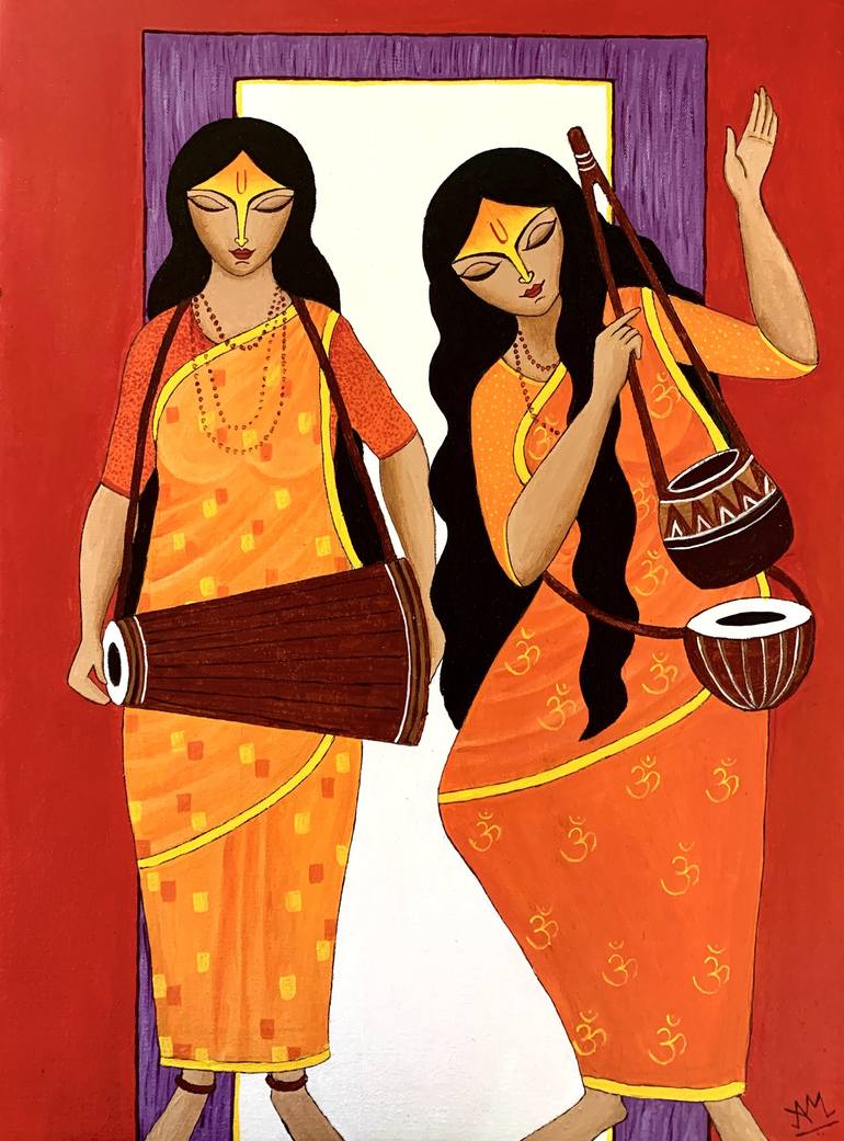 The Sadhvis Painting by Arpa Mukhopadhyay | Saatchi Art Germany