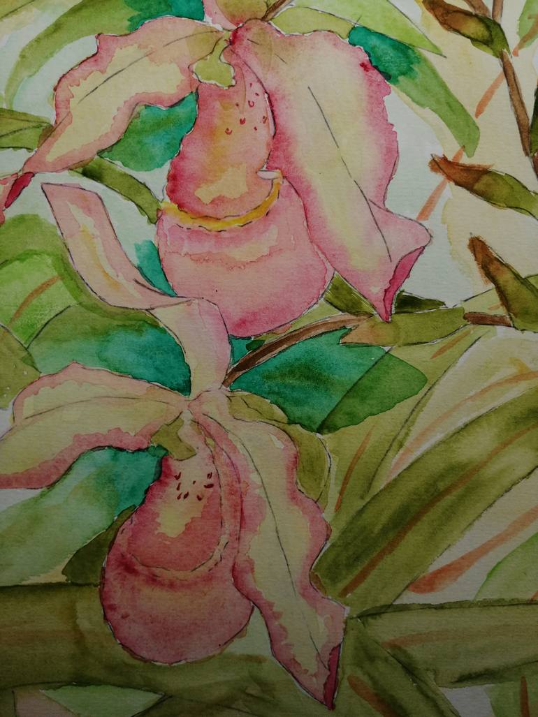 Original Art Deco Botanic Painting by Carol Stanley
