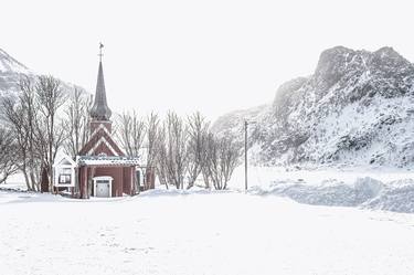 Red church under the snow thumb