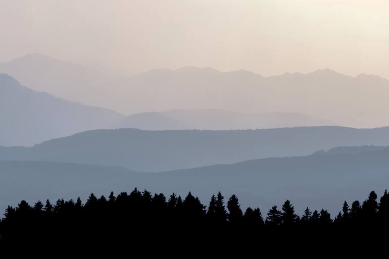 Original Nature Photography by Fabio Accorra | Art Nouveau Art on Canvas | Sunset in the mountains