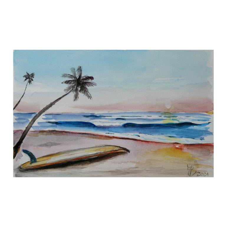 surfboard beach art
