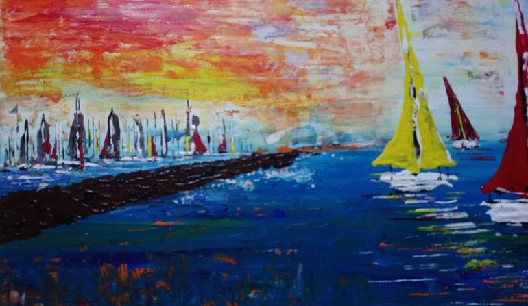 Original Sailboat Painting by Gloria Moore