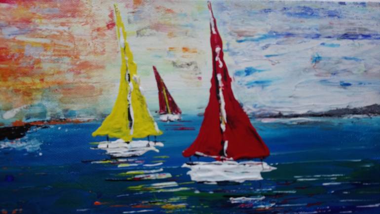 Original Fine Art Sailboat Painting by Gloria Moore