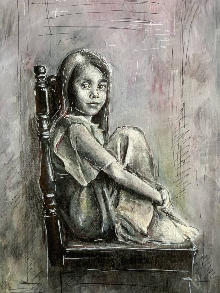 The Little Girl in the Chair Drawing by enrica toffoli | Saatchi Art