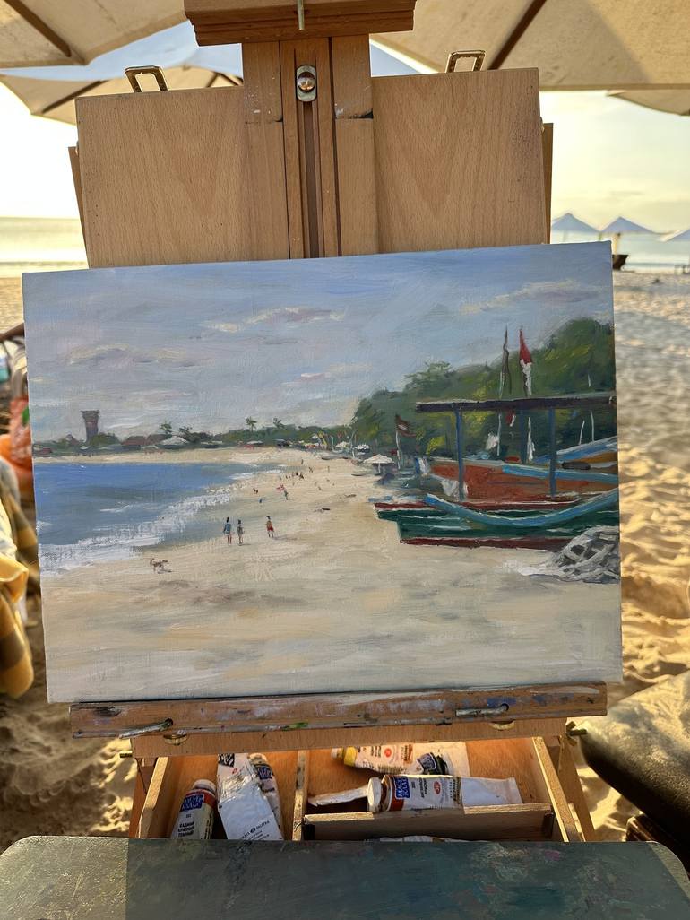 Original Impressionism Beach Painting by Alexandra Zaika