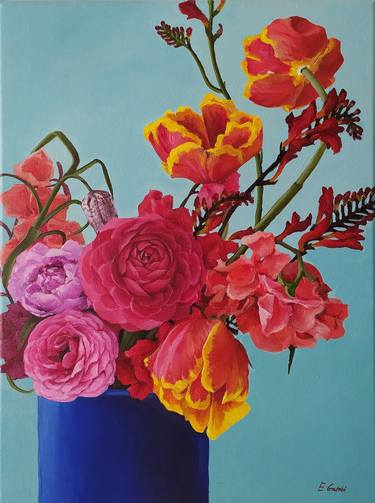 Original Figurative Floral Paintings by Emanuela Gambi