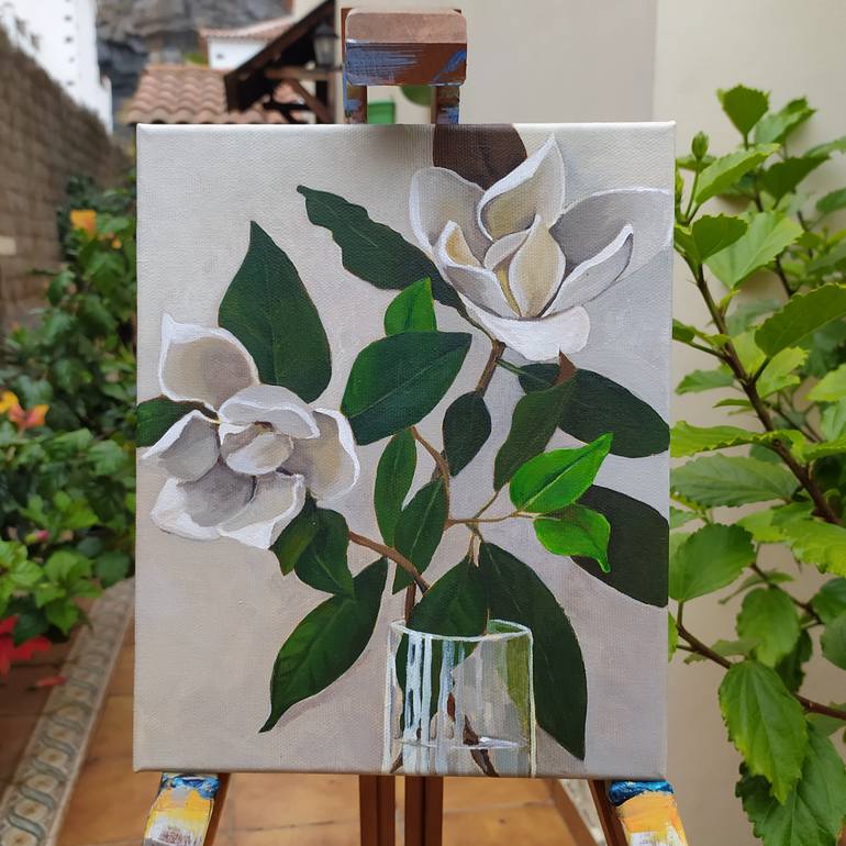 Original Art Deco Floral Painting by Emanuela Gambi
