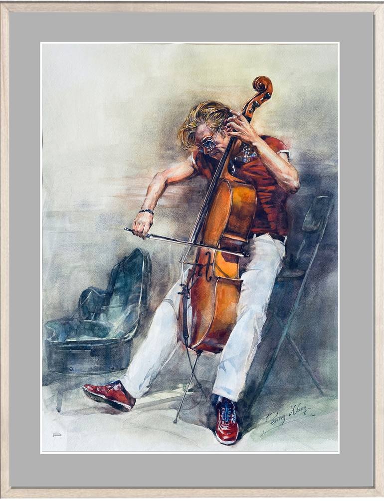 cello painting watercolor